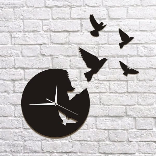 3d Flying Birds Themed Decorative Wall Clock Classic / Wooden Wall Clock