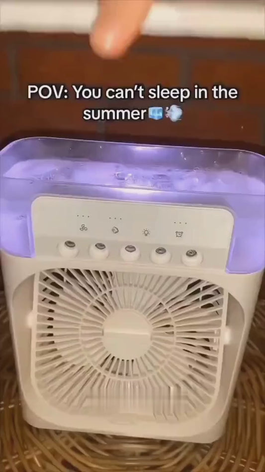 10 Inche Portable Air Conditioner Fan: Usb Electric Fan With Led Night Light, Fine Mist Water, And Humidifier Function | Led Night Light Water Mist (random Color)